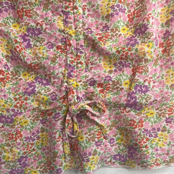 Japna Floral Smocked Off Shoulder Top Shirt Womens Medium Adjustable Tie - Picture 4 of 6